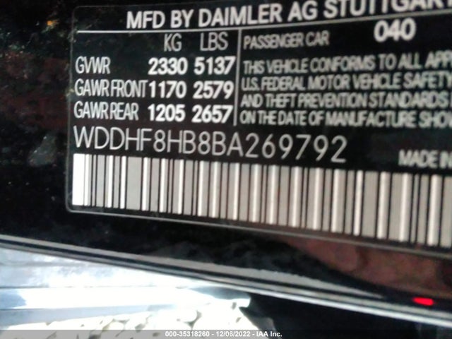 2011 MERCEDES-BENZ E-CLASS E 350 VIN: WDDHF8HB8BA269792