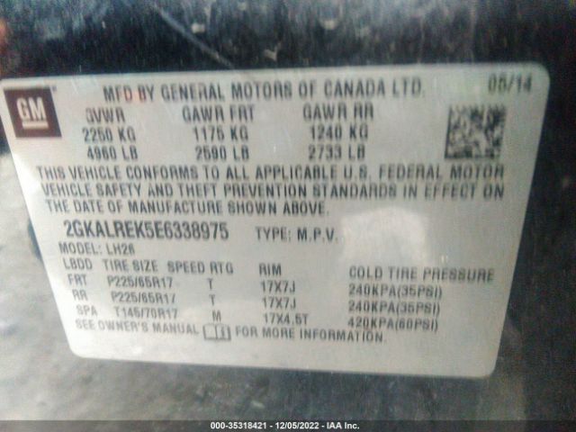 2GKALREK5E6338975 GMC Terrain Sle