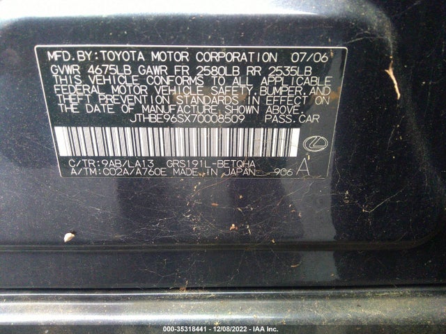 JTHBE96SX70008509 Lexus GS 350