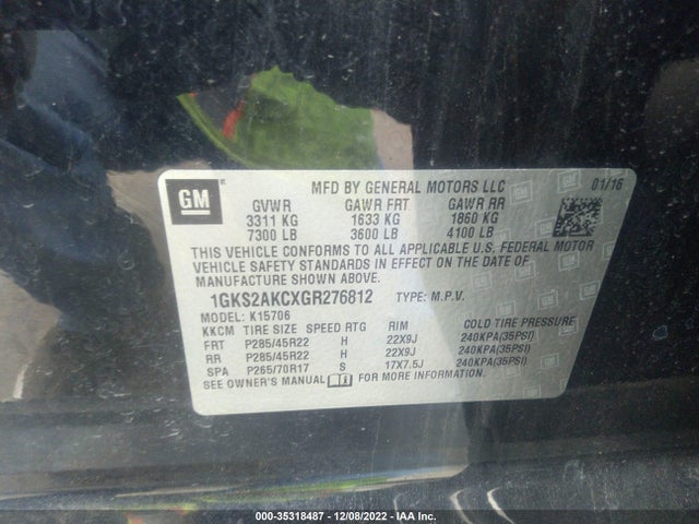 2016 GMC Yukon, VIN: 1GKS2AKCXGR276812