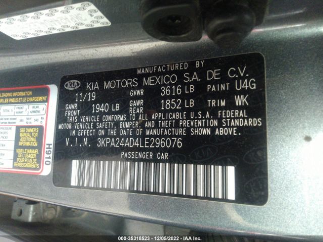 3KPA24AD4LE296076 KIA RIO S