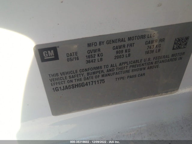Chevrolet SONIC LS 2016 1G1JA6SH6G4171175 Image 10