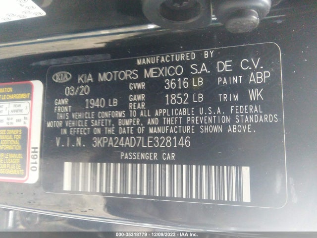 2020 KIA RIO LX VIN: 3KPA24AD7LE328146
