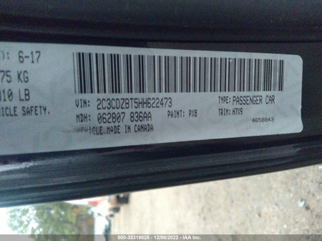 2017 DODGE CHALLENGER T/A VIN: 2C3CDZBT5HH622473