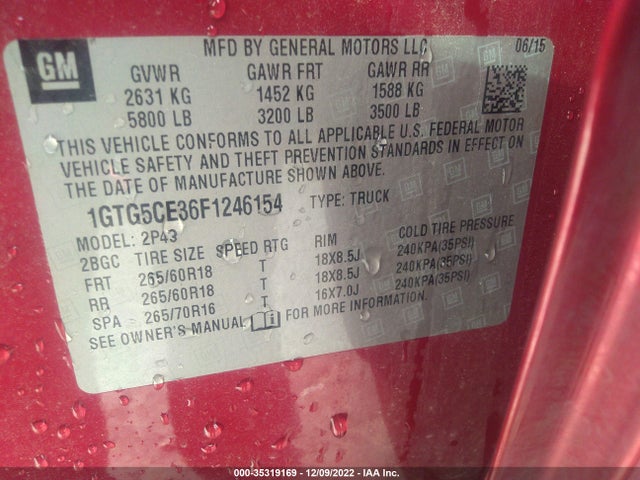GMC Canyon 2wd Slt 2015 1GTG5CE36F1246154 Image 11