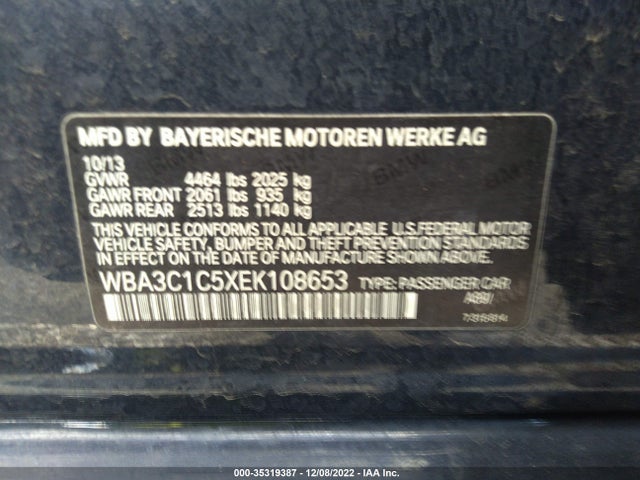 BMW 3 Series 328i 2014 WBA3C1C5XEK108653 Image 9