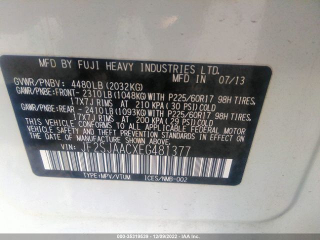 JF2SJAACXEG481377 Subaru Forester 2.5i