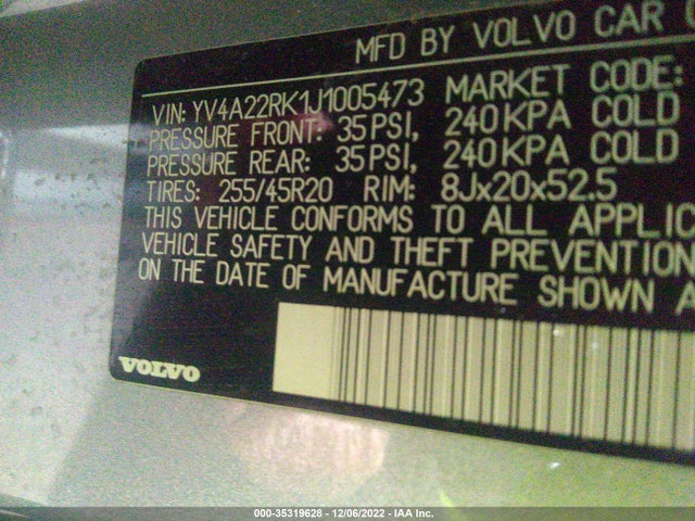 2018 Volvo XC60, VIN: YV4A22RK1J1005473