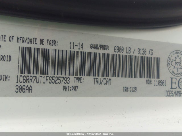 2015 RAM 1500 SPORT VIN: 1C6RR7UT1FS525793