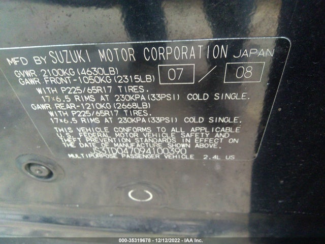 JS3TD047094100390 Suzuki Grand Vitara Luxury