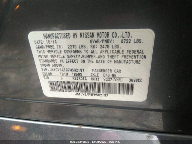 2015 Infiniti Q40, VIN: JN1CV6AP9FM502197