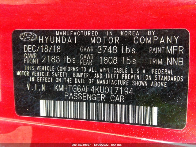 Hyundai Veloster 2.0 2019 KMHTG6AF4KU017194 Image 10