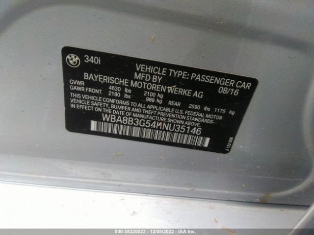 WBA8B3G54HNU35146 BMW 3 Series 340i