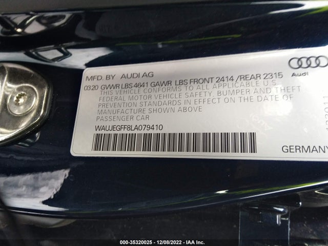 2020 Audi A3, VIN: WAUJEGFF8LA079410