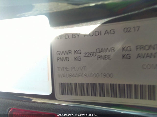 2018 Audi S4, VIN: WAUB4AF49JA001900