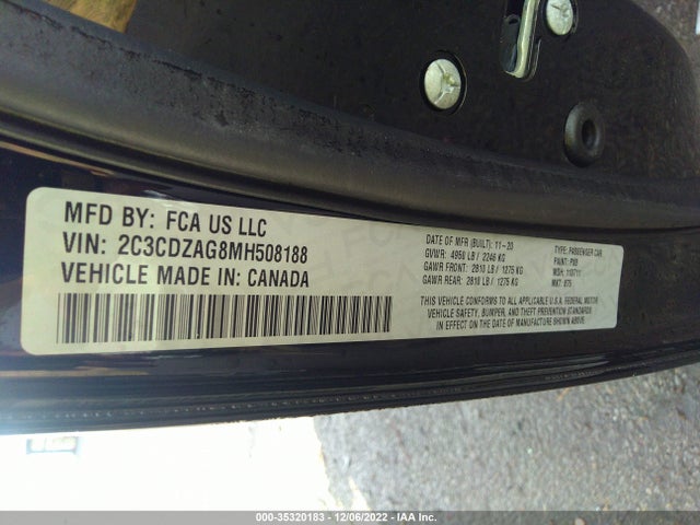 Dodge Challenger Sxt 2021 2C3CDZAG8MH508188 Image 9