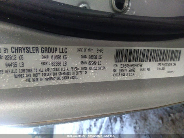 2009 DODGE CALIBER SXT VIN: 1B3HB48A59D258796