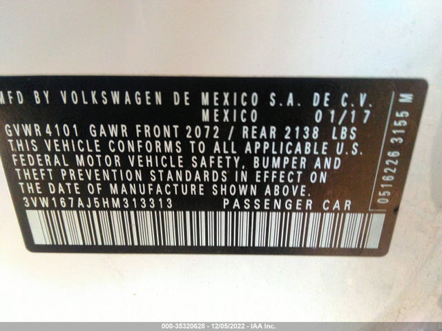 3VW167AJ5HM313313 Volkswagen Jetta 1.4t S
