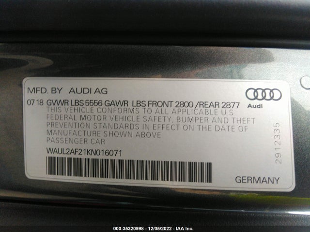 2019 Audi A6, VIN: WAUL2AF21KN016071