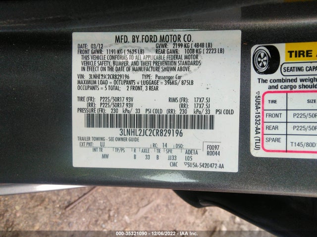 Lincoln MKZ 2012 3LNHL2JC2CR829196 Image 10