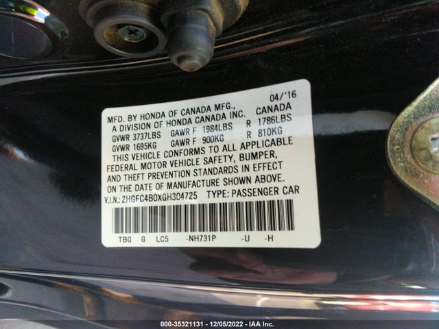 Honda Civic Coupe Lx-p 2016 2HGFC4B0XGH304725 Image 10