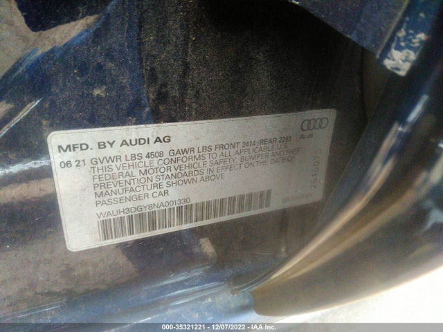 2022 Audi S3, VIN: WAUH3DGY8NA001330