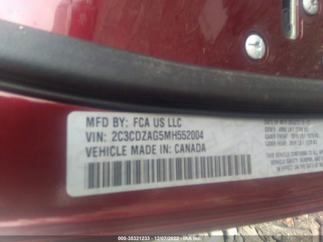Dodge Challenger Sxt 2021 2C3CDZAG5MH552004 Image 9