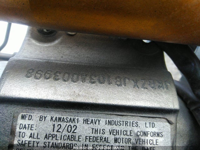 2003 KAWASAKI ZX636 B1 VIN: JKBZXJB103A003998