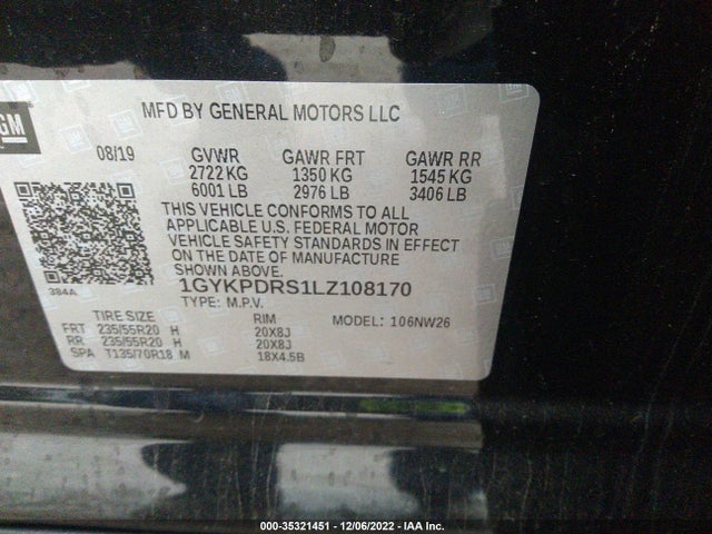 2020 Cadillac XT6, VIN: 1GYKPDRS1LZ108170