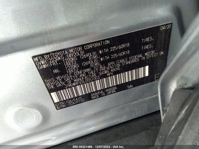 2020 Toyota RAV4, VIN: JTMDWRFV2LD551003