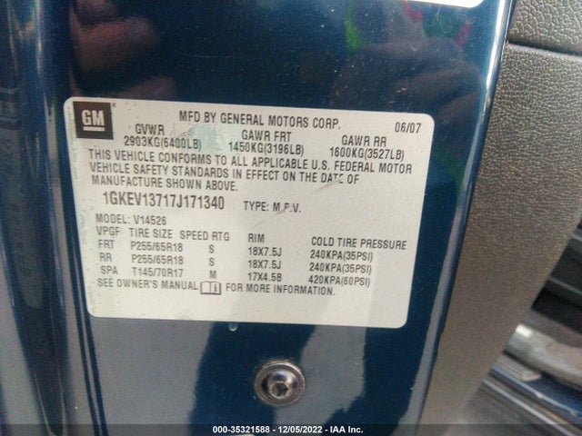 GMC ACADIA SLE 2007 1GKEV13717J171340 Image 10