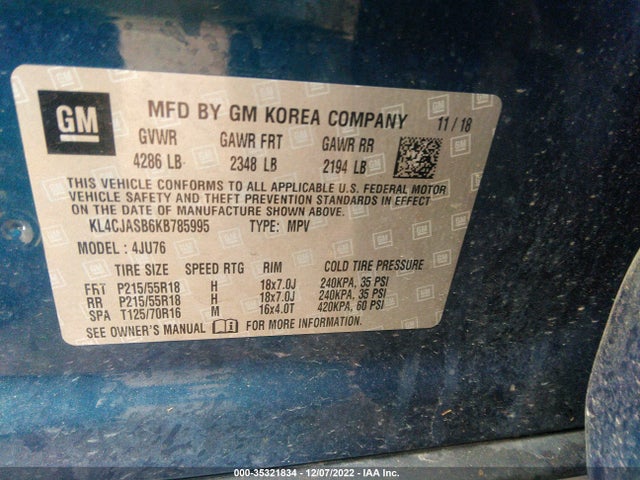 2019 BUICK ENCORE PREFERRED VIN: KL4CJASB6KB785995