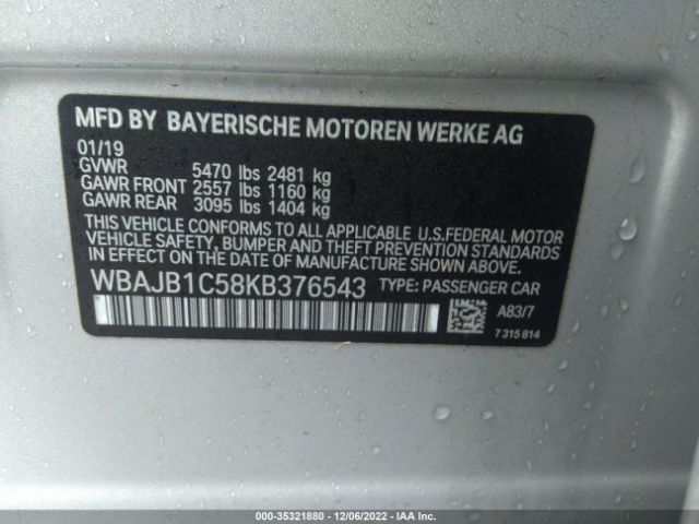 WBAJB1C58KB376543 BMW 5 Series 530e Xdrive Iperformance