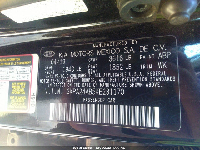 2019 Kia Rio, VIN: 3KPA24AB5KE231170