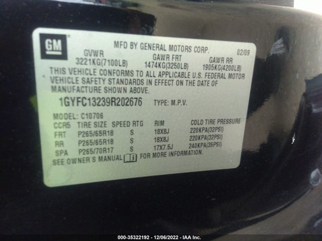 Cadillac Escalade 2009 1GYFC13239R202676 Image 11