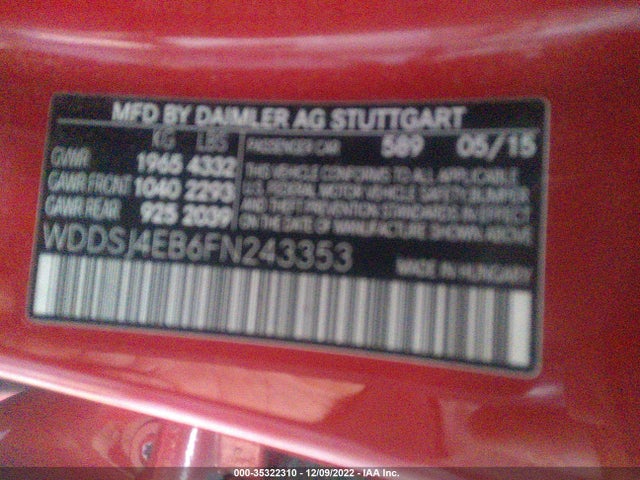 2015 Mercedes-Benz CLA-Class, VIN: WDDSJ4EB6FN243353