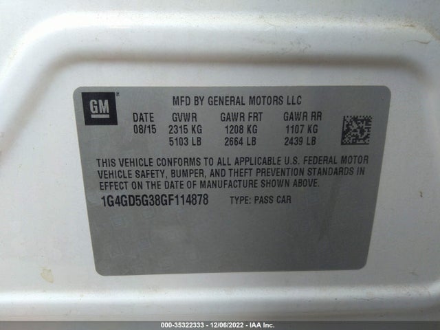 Buick Lacrosse Premium I 2016 1G4GD5G38GF114878 Image 11