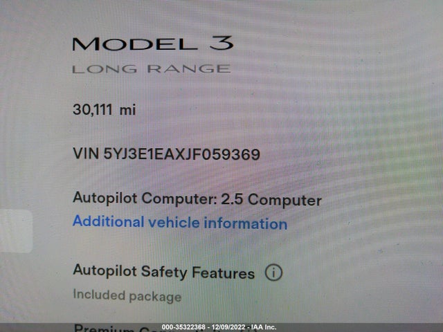 Tesla Model 3 Range Battery 2018 5YJ3E1EAXJF059369 Image 8