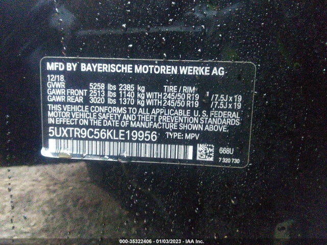BMW X3 Xdrive30i 2019 аукцион фото