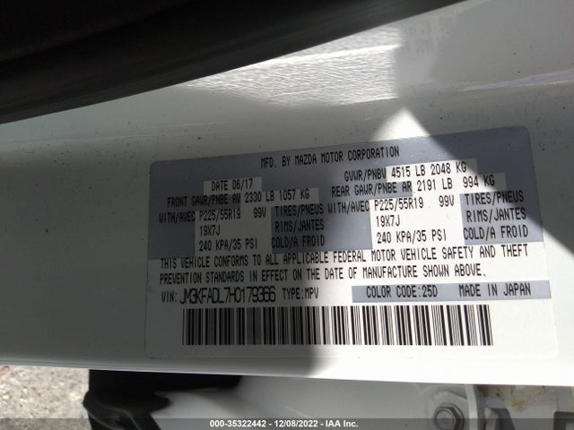 2017 MAZDA CX-5 GRAND SELECT VIN: JM3KFADL7H0179366