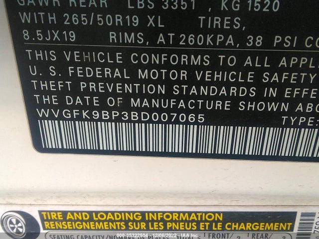 Volkswagen Touareg Lux 2011 WVGFK9BP3BD007065 Image 10
