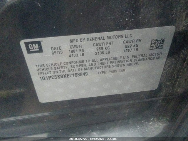 Chevrolet Cruze 1lt 2014 1G1PC5SBXE7168849 Image 9