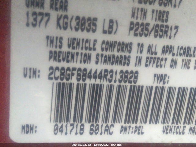 Chrysler Pacifica 2004 2C8GF68444R313828 Image 10