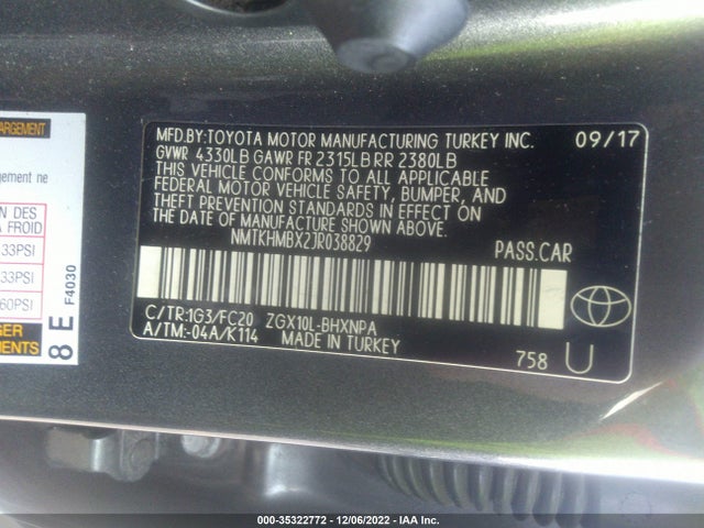 2018 TOYOTA C-HR XLE VIN: NMTKHMBX2JR038829