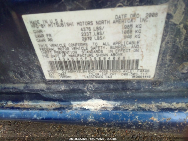 Mitsubishi Galant 2009 4A3AB36F39E040081 Image 10