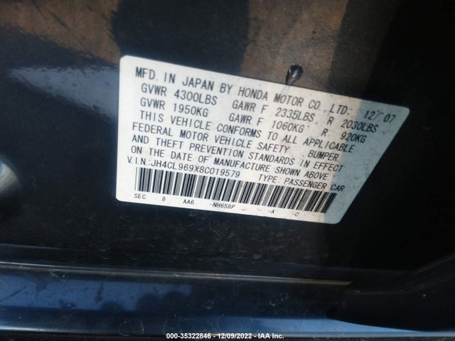 Acura Tsx Nav 2008 JH4CL969X8C019579 Image 10