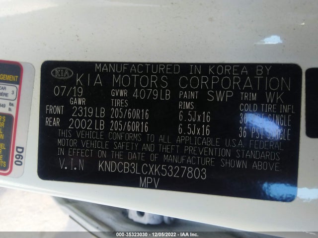 2019 Kia Niro, VIN: KNDCB3LCXK5327803