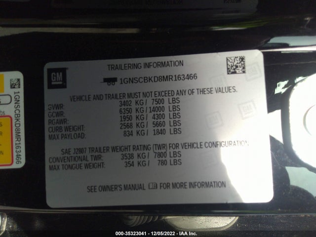 Chevrolet Suburban 2wd Ls 2021 1GNSCBKD8MR163466 Image 9