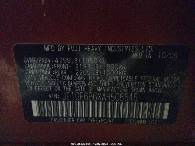 JF1GE6B6XAH506545 Subaru Impreza Sedan I Premium Special Edition
