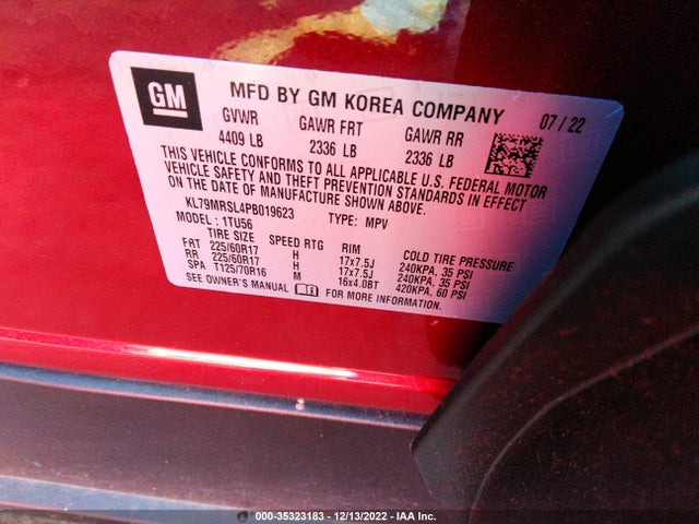 2023 Chevrolet Trailblazer, VIN: KL79MRSL4PB019623